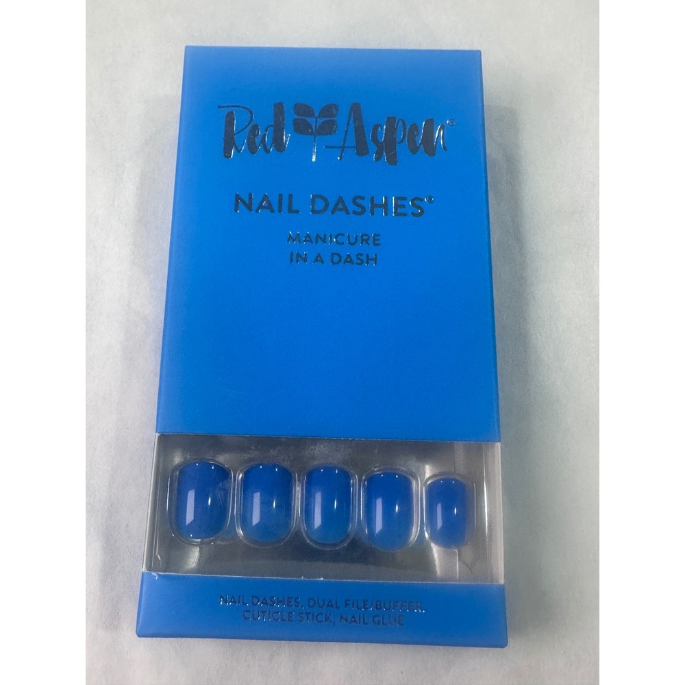 Red Aspen Nail Dashes Americana Blue Jelly Press On Manicure Set New